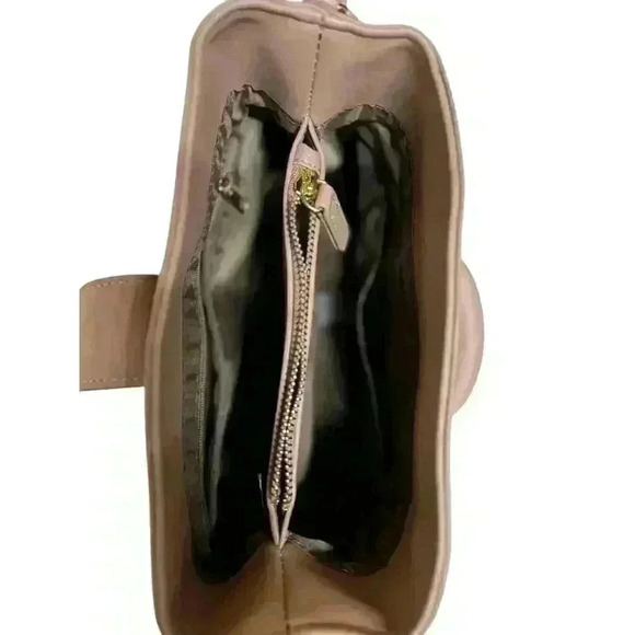 Fashionable Chain Handle Shoulder Bag Elegant Solid Color Leather Bucket Purse - Picture 5 of 16